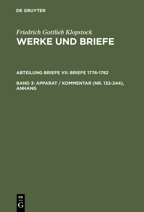 Apparat / Kommentar (Nr. 132-244), Anhang - Friedrich Gottlieb Klopstock