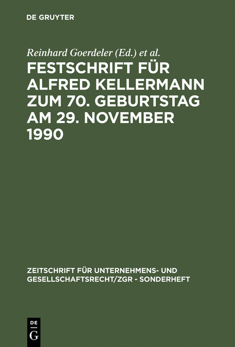 Festschrift für Alfred Kellermann zum 70. Geburtstag am 29. November 1990 - 