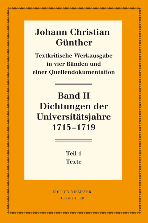 Dichtungen der Universitätsjahre 1715-1719 - 