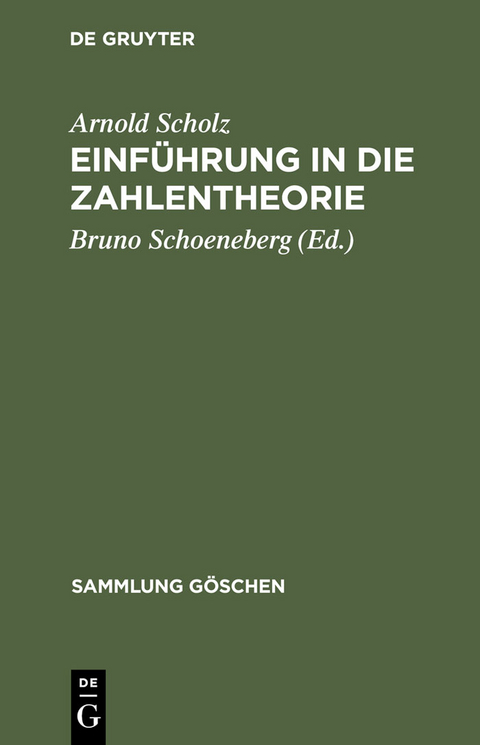 Einführung in die Zahlentheorie - Arnold Scholz