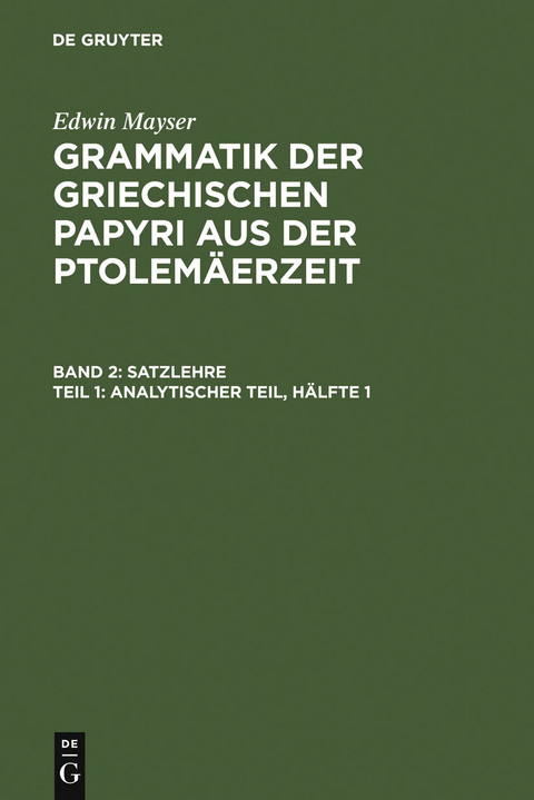 Analytischer Teil, Hälfte 1 - Edwin Mayser