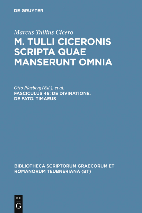 De divinatione. De fato. Timaeus -  Marcus Tullius Cicero