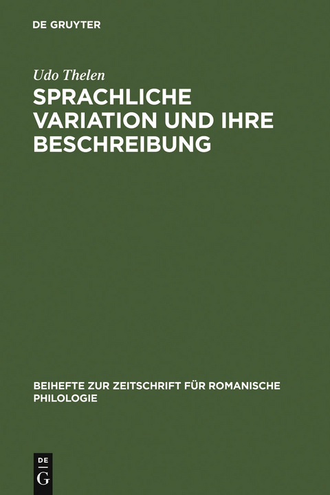 Sprachliche Variation und ihre Beschreibung - Udo Thelen