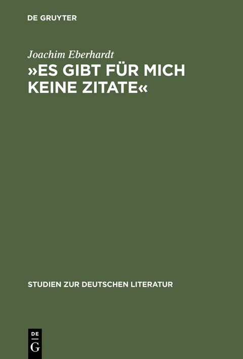 »Es gibt für mich keine Zitate« - Joachim Eberhardt