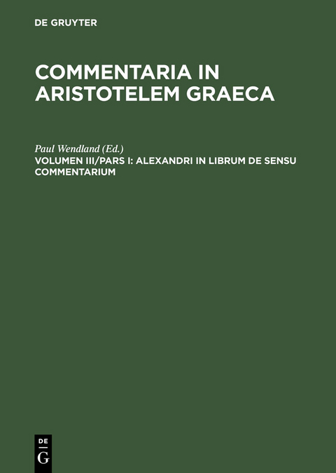 Alexandri in librum De sensu commentarium - 