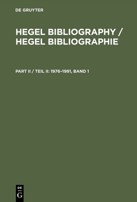 Hegel Bibliography / Hegel Bibliographie / 1976–1991 - 