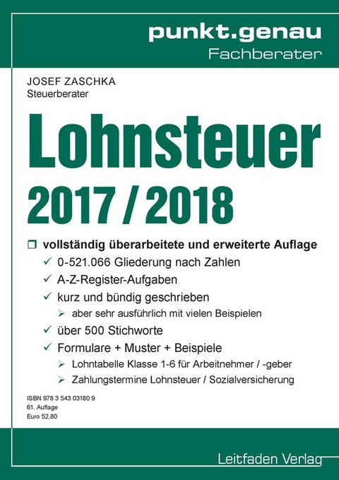 Lohnsteuer 2017 / 2018 - Zaschka Josef