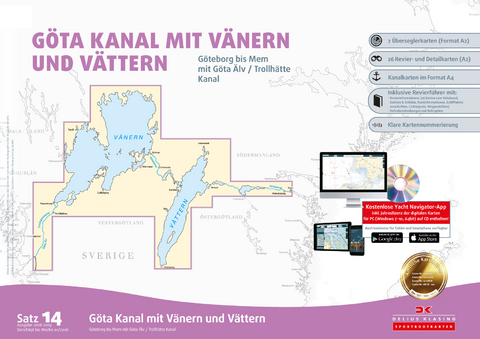 Sportbootkarten Satz 14: Götakanal mit Vänern und Vättern (Ausgabe 2018/2019)