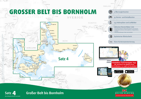 Sportbootkarten Satz 4: Großer Belt bis Bornholm (Ausgabe 2018)