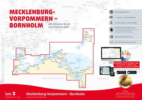 Sportbootkarten Satz 2: Mecklenburg-Vorpommern - Bornholm (Ausgabe 2018)