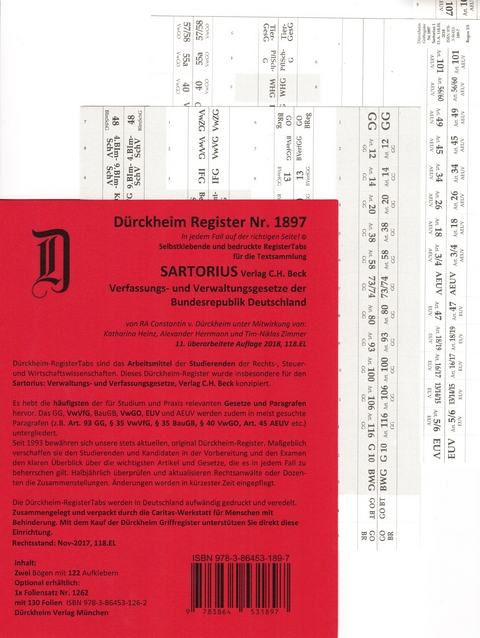 DürckheimRegister® SARTORIUS (2020) Gesetze und §§ - Constantin von Dürckheim