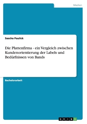 Die Plattenfirma - ein Vergleich zwischen Kundenorientierung der Labels und BedÃ¼rfnissen von Bands - Sascha Paulick