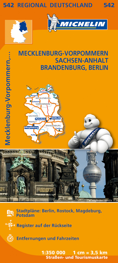 Michelin Karte Mecklenburg-Vorpommern, Sachsen-Anhalt, Brandenburg, Berlin. Allemagne Nord-Est - 