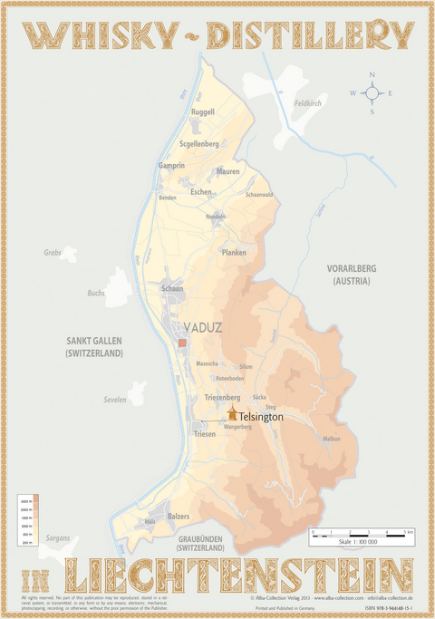 Whisky Distillery Liechtenstein - Tasting Map 24x34cm - Rüdiger Jörg Hirst