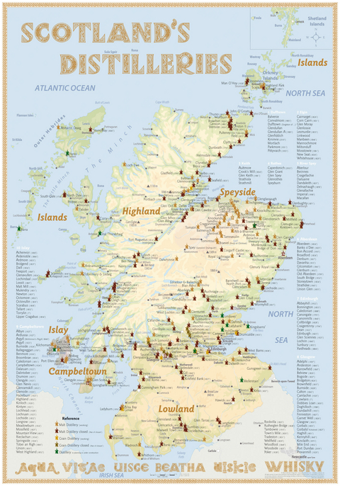 Whisky Distilleries Scotland - Poster 70x100cm Standard Edition - Rüdiger Jörg Hirst