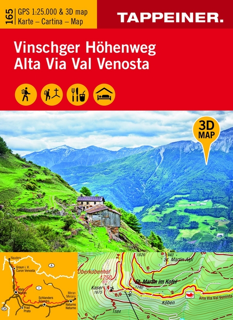 3D-Wanderkarte Vinschger HÃ¶henweg 1 : 25 000 - 