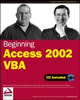 Beginning Access 2002 VBA -  Ian Blackburn,  John Colby,  Mark Horner,  Martin Reid,  Robert Smith,  Dave Sussman,  Paul Turley,  Helmut Watson