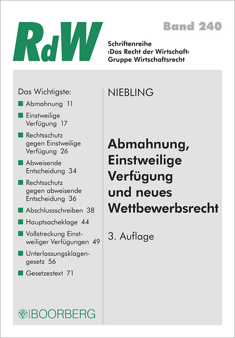 Abmahnung, Einstweilige Verfügung und neues Wettbewerbsrecht - Jürgen Niebling