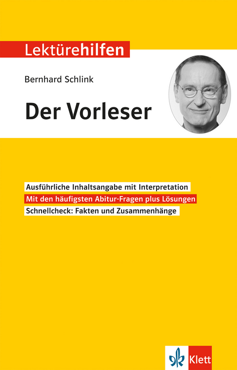 Klett Lektürehilfen Bernhard Schlink, Der Vorleser - Hans-Peter Reisner