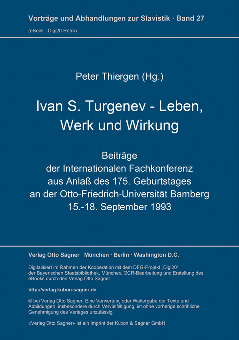 Ivan S. Turgenev. Leben, Werk und Wirkung - 