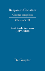 Benjamin Constant: Œuvres complètes. Œuvres / Articles de journaux (1819–1820) - 