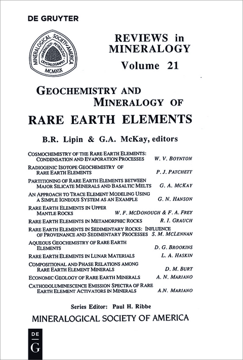 Geochemistry and Mineralogy of Rare Earth Elements - 