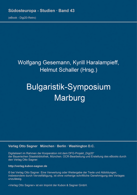 Bulgaristik-Symposium Marburg (= Bulgarische Sammlung, Bd. 7) - Wolfgang Gesemann