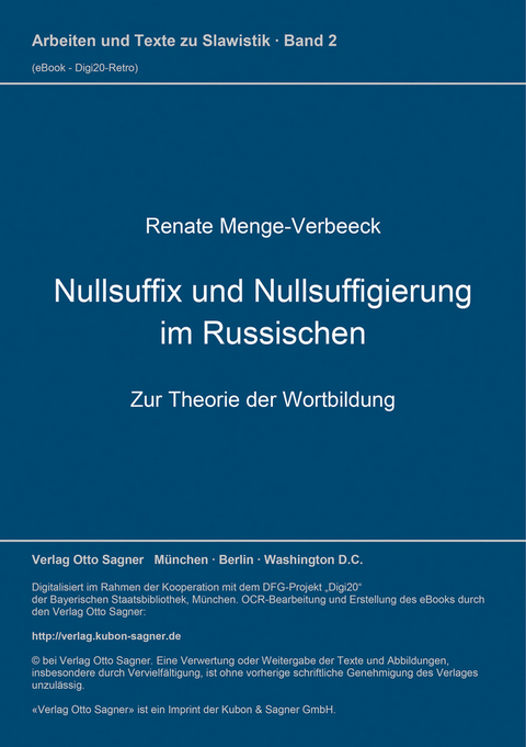 Nullsuffix und Nullsuffigierung im Russischen - Renate Menge-Verbeeck