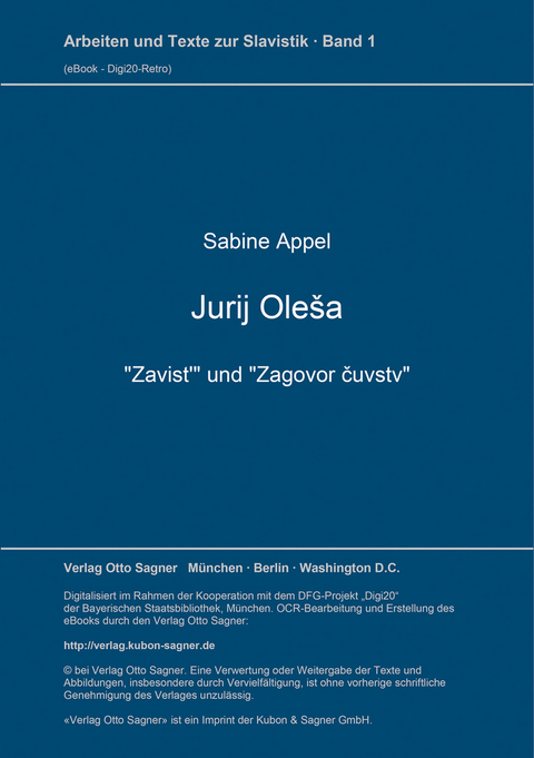 Jurij Oleša: "Zavist'" und "Zagovor čuvstv" - Sabine Appel