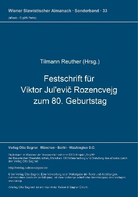 Festschrift für Viktor Jul'evič Rozencvejg zum 80. Geburtstag - 