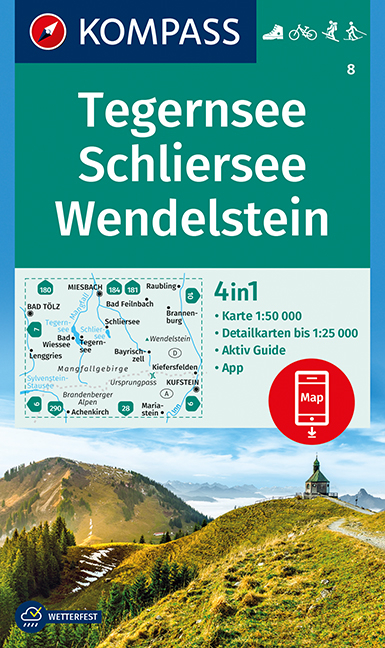 KOMPASS Wanderkarte Tegernsee, Schliersee, Wendelstein - 