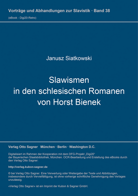 Slawismen in den schlesischen Romanen von Horst Bienek - Janusz Siatkowski