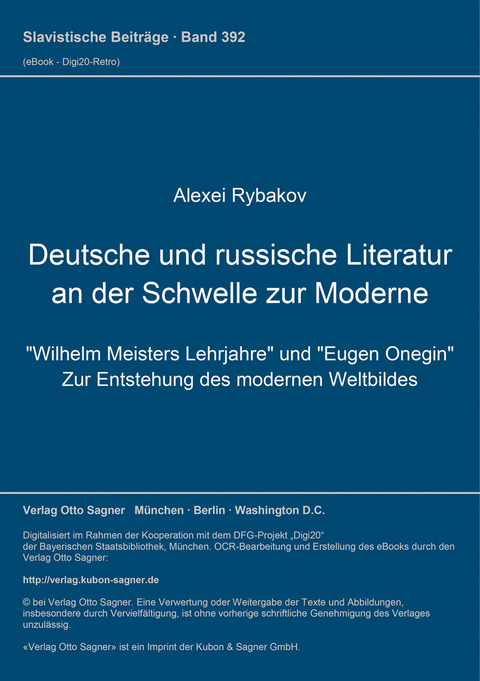 Deutsche und russische Literatur an der Schwelle zur Moderne - Alexei Rybakov