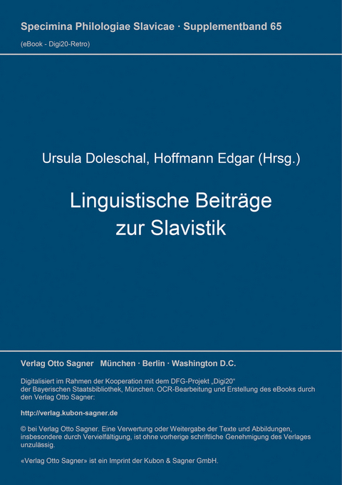 Linguistische Beiträge zur Slavistik - 