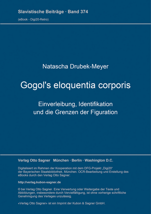 Gogol's eloquentia corporis - Natascha Drubek-Meyer