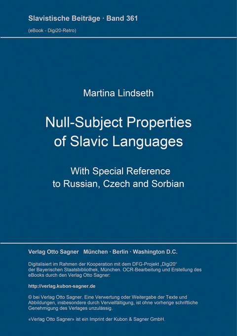 Null-Subject Properties of Slavic Languages - Martina Lindseth