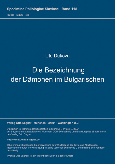 Die Bezeichnung der Dämonen im Bulgarischen - Ute Dukova