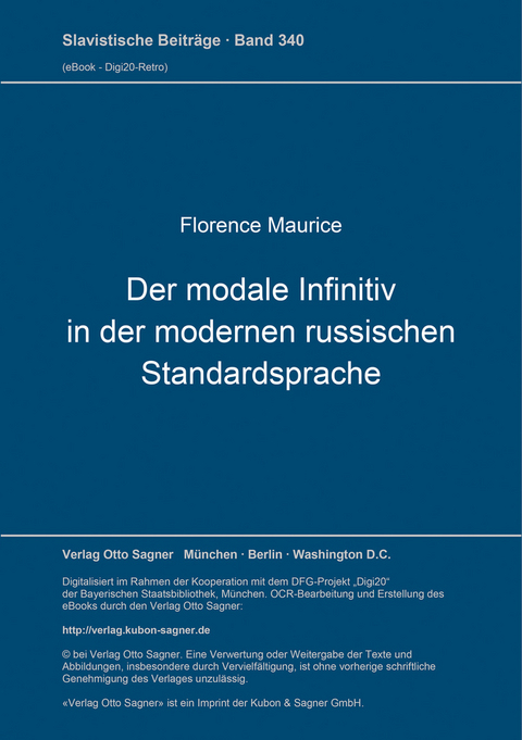 Der modale Infinitiv in der modernen russischen Standardsprache - Florence Maurice