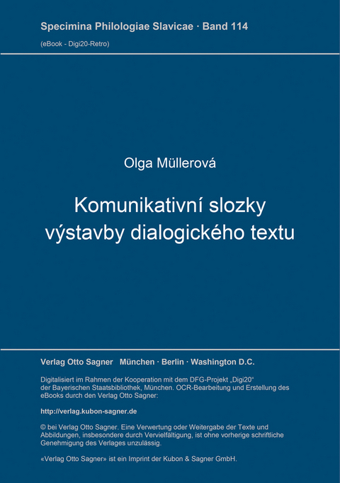 Komunikativní složky výstavby dialogického textu - Olga Müllerová