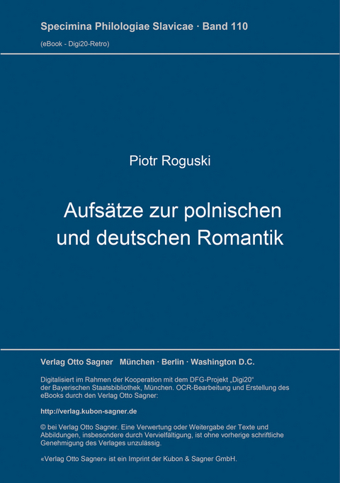 Aufsätze zur polnischen und deutschen Romantik - Piotr Roguski