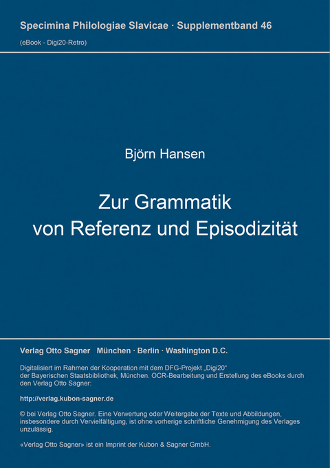 Zur Grammatik von Referenz und Episodizität - Björn Hansen