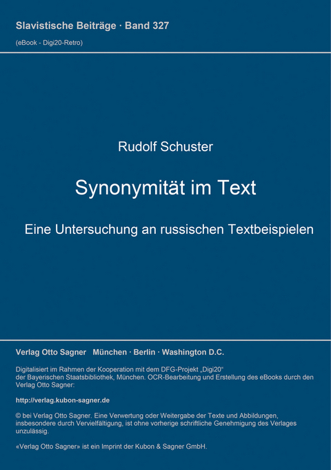 Synonymität im Text - Rudolf Schuster