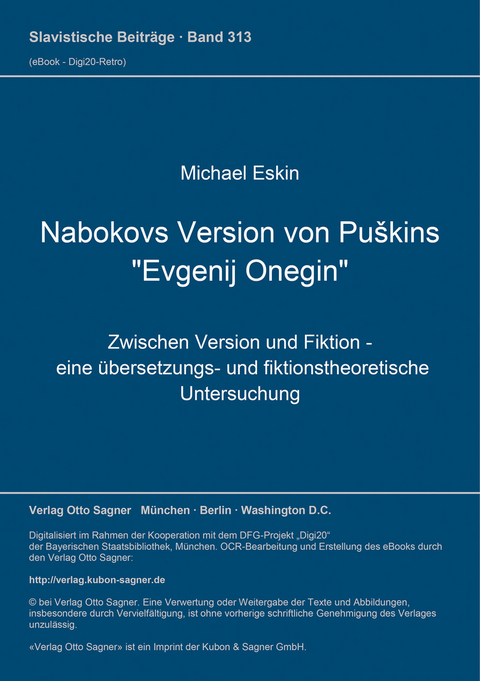 Nabokovs Version von Puškins "Evgenij Onegin" - Michael Eskin