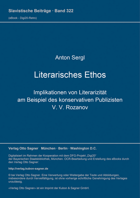 Literarisches Ethos - Anton Sergl