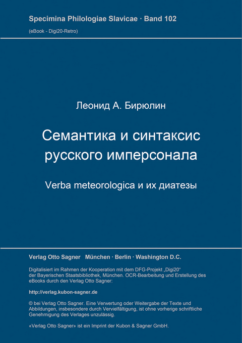 Semantika i sintaksis russkogo impersonala: verba meteorologica i ich diatezy - Leonid A. Birjulin