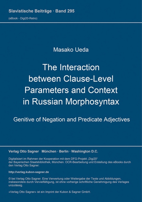 The Interaction between Clause-Level Parameters and Context in Russian Morphosyntax - Masako Ueda