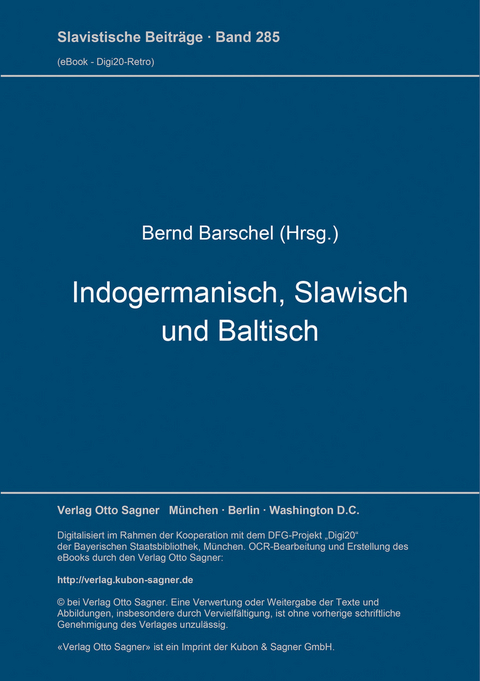 Indogermanisch, Slawisch und Baltisch - 