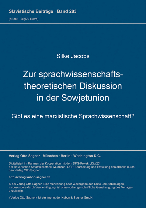 Zur sprachwissenschaftstheoretischen Diskussion in der Sowjetunion - Silke Jacobs