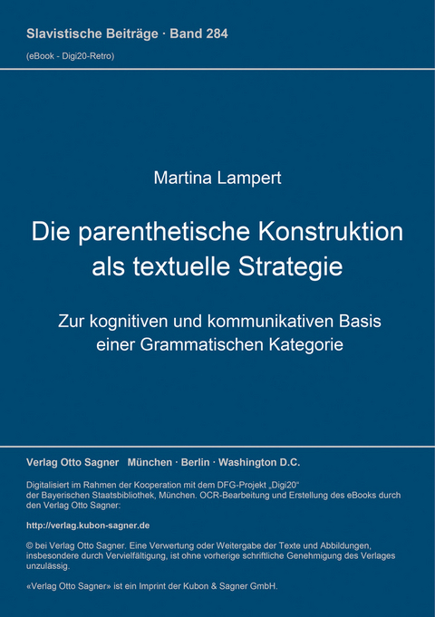 Die parenthetische Konstruktion als textuelle Strategie - Martina Lampert