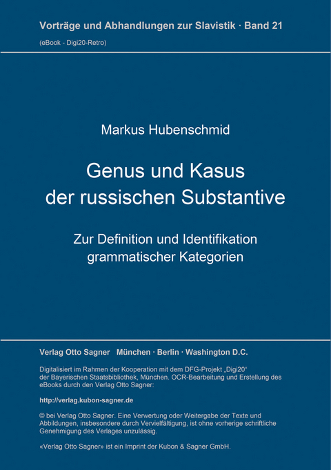 Genus und Kasus der russischen Substantive - Markus Hubenschmid